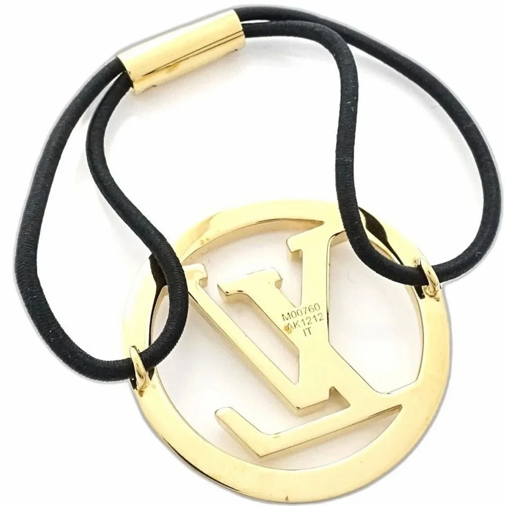 Louis Vuitton M00670 Louise Gold Logo Brown Elastic Hair Tie - Picture 2 of 3